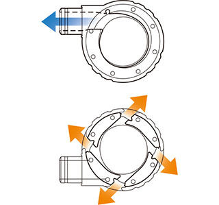 空気をかき混ぜながら換気する図